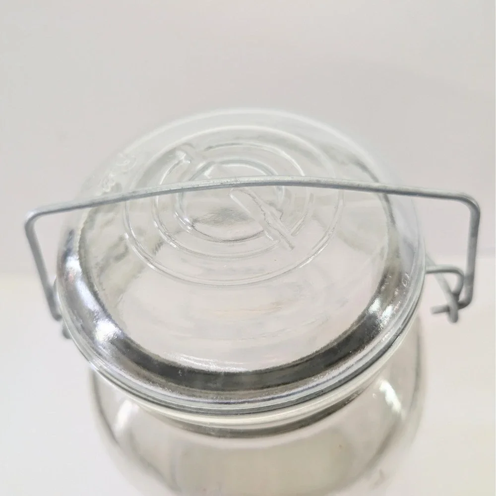 Vintage 1 Gallon Ball Ideal Clear Glass Mason Jar Wire Bail Lid Eagle Logo